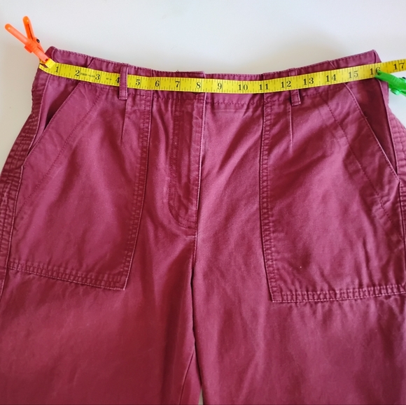 Talbots Slim Cargo Pants Cranberry Red Cotton Blend Classic Carhartt Style Sz 10 - Picture 13 of 17